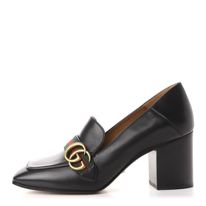 Gucci Calfskin Web Peyton Loafer Pumps 39.5 Black 1 of 10