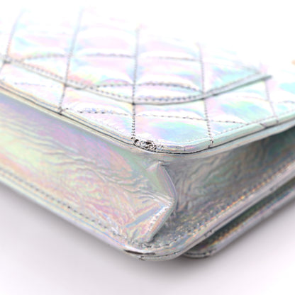 Chanel Iridescent Goatskin Quilted Wallet On Chain WOC Silver 12 of 15