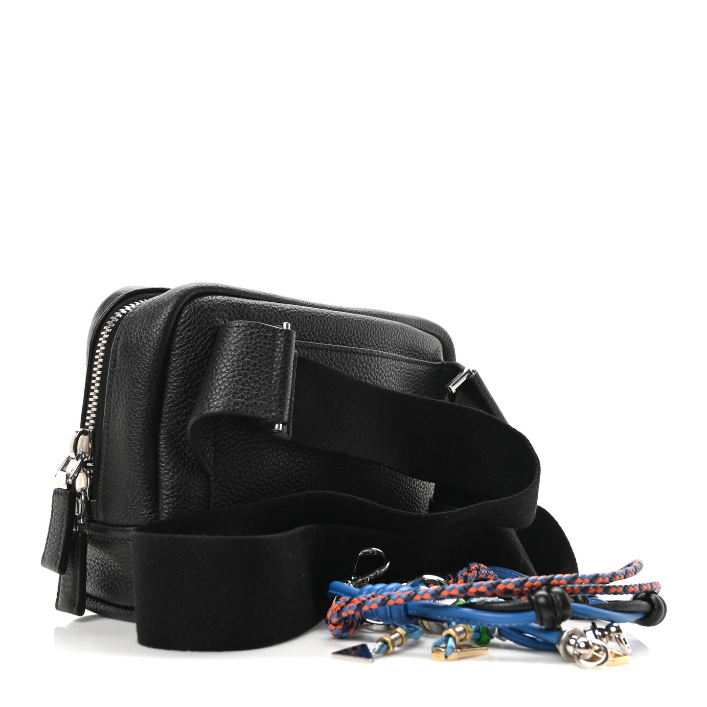 Vitello Daino Charm Shoulder Bag Black