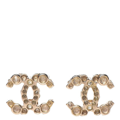 Chanel Crystal Poured Glass CC Earrings Gold 1 of 5