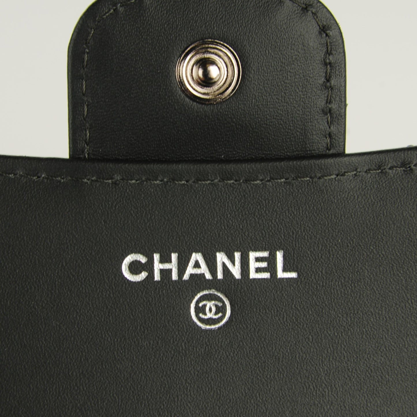 Patent Quilted Compact Flap Wallet Grey
