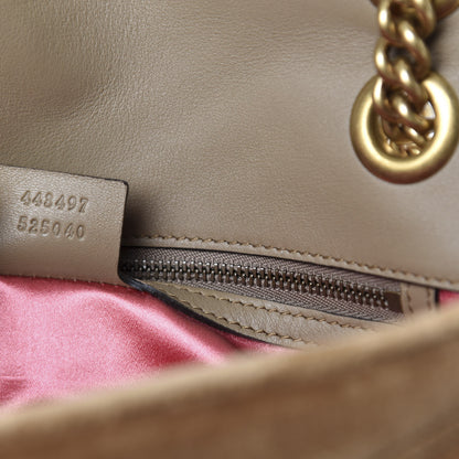 Gucci Velvet Matelasse Small GG Marmont Shoulder Bag Taupe 9 of 10