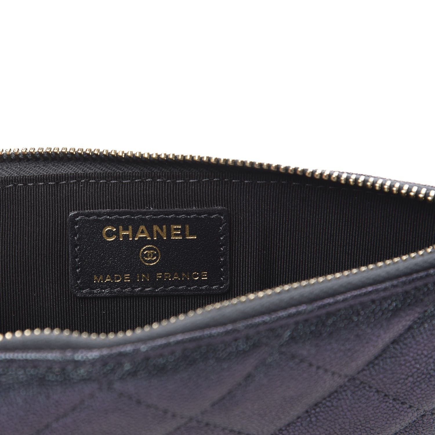 Chanel Iridescent Caviar Quilted Classic Flat Wallet Pouch Black 6 of 10