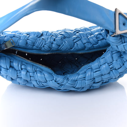 Bottega Veneta Paper Calfskin Intrecciato Banana Shoulder Bag Blue 5 of 10