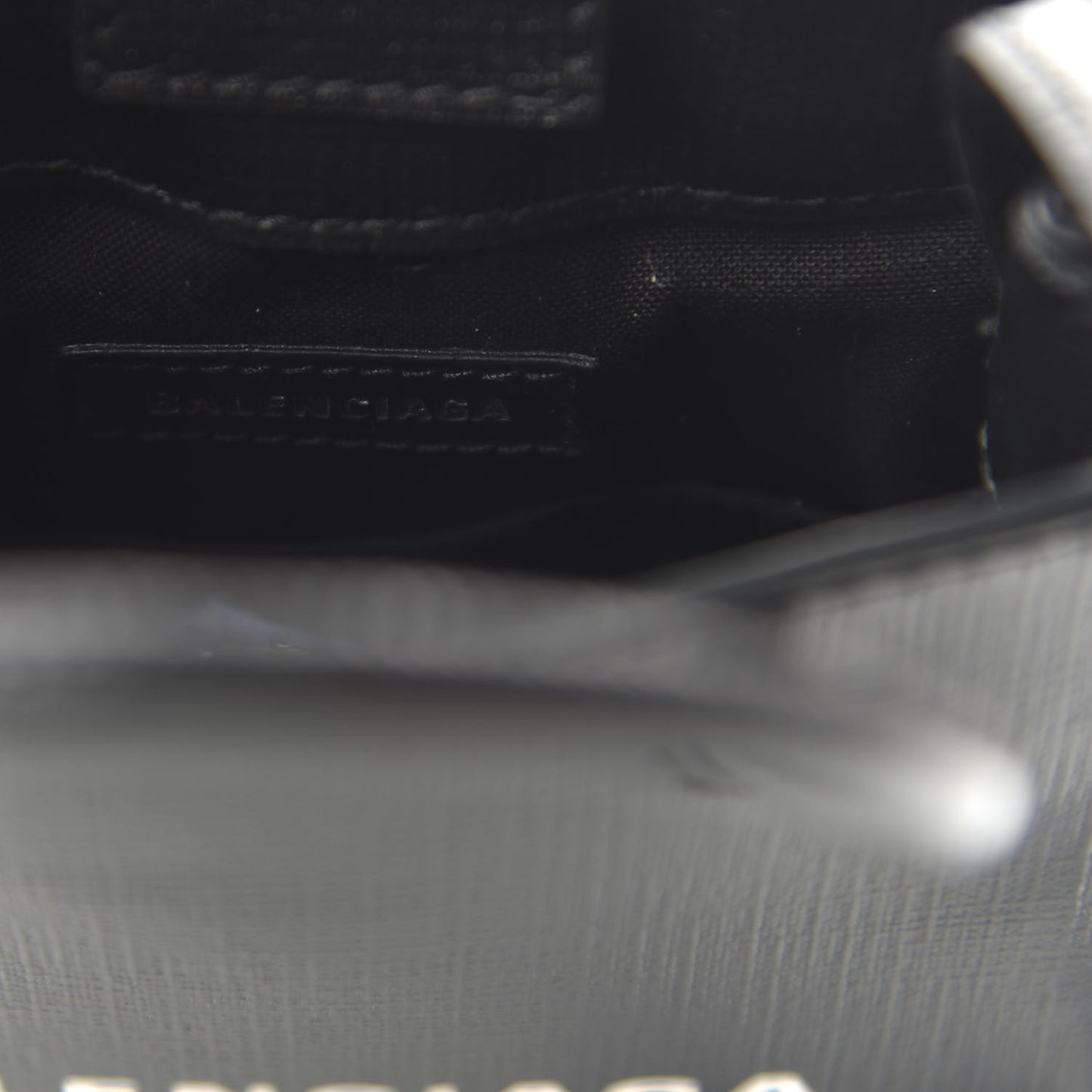 Squared Calfskin Logo Shopping Phone Holder Bag Black