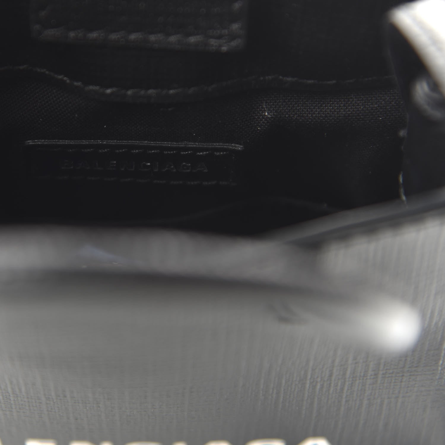 Balenciaga Squared Calfskin Logo Shopping Phone Holder Bag Black 8 of 9