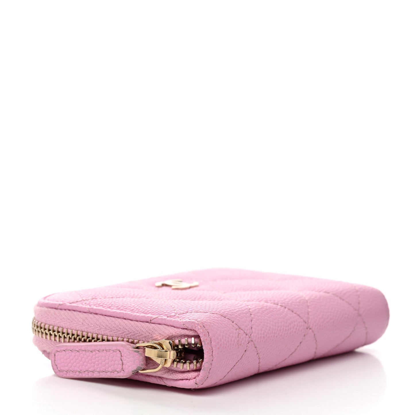 Caviar Quilted Zip Coin Purse Pink