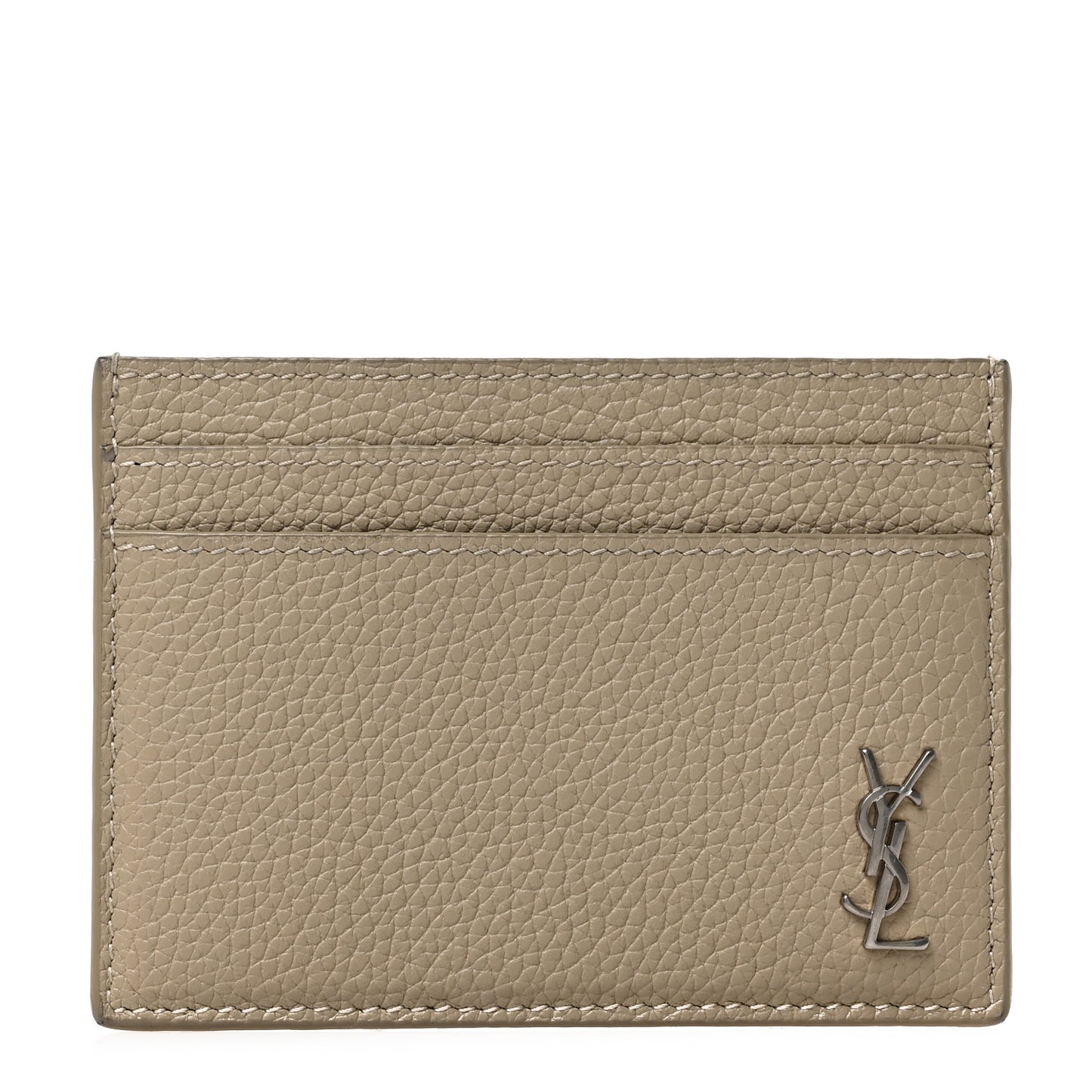 Calfskin Tiny Cassandre Credit Card Case Dark Beige