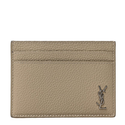 Saint Laurent Calfskin Tiny Cassandre Credit Card Case Dark Beige 1 of 7
