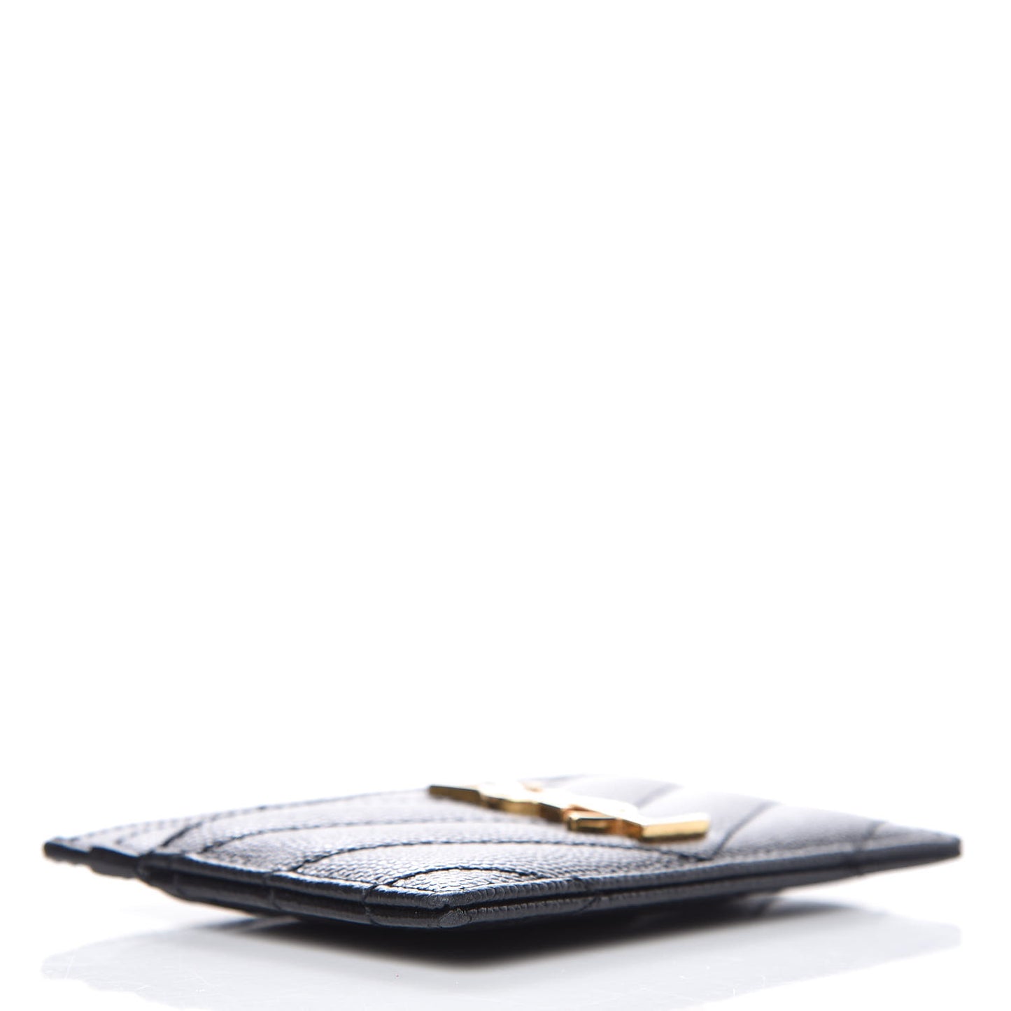 Grain De Poudre Matelasse Chevron Monogram Credit Card Case Black