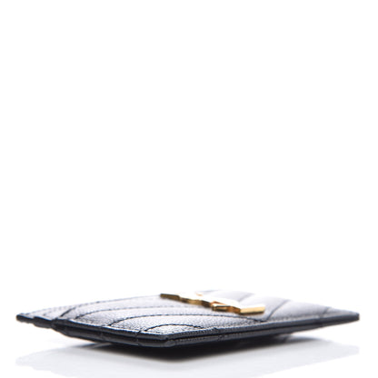 Saint Laurent Grain De Poudre Matelasse Chevron Monogram Credit Card Case Black 4 of 8