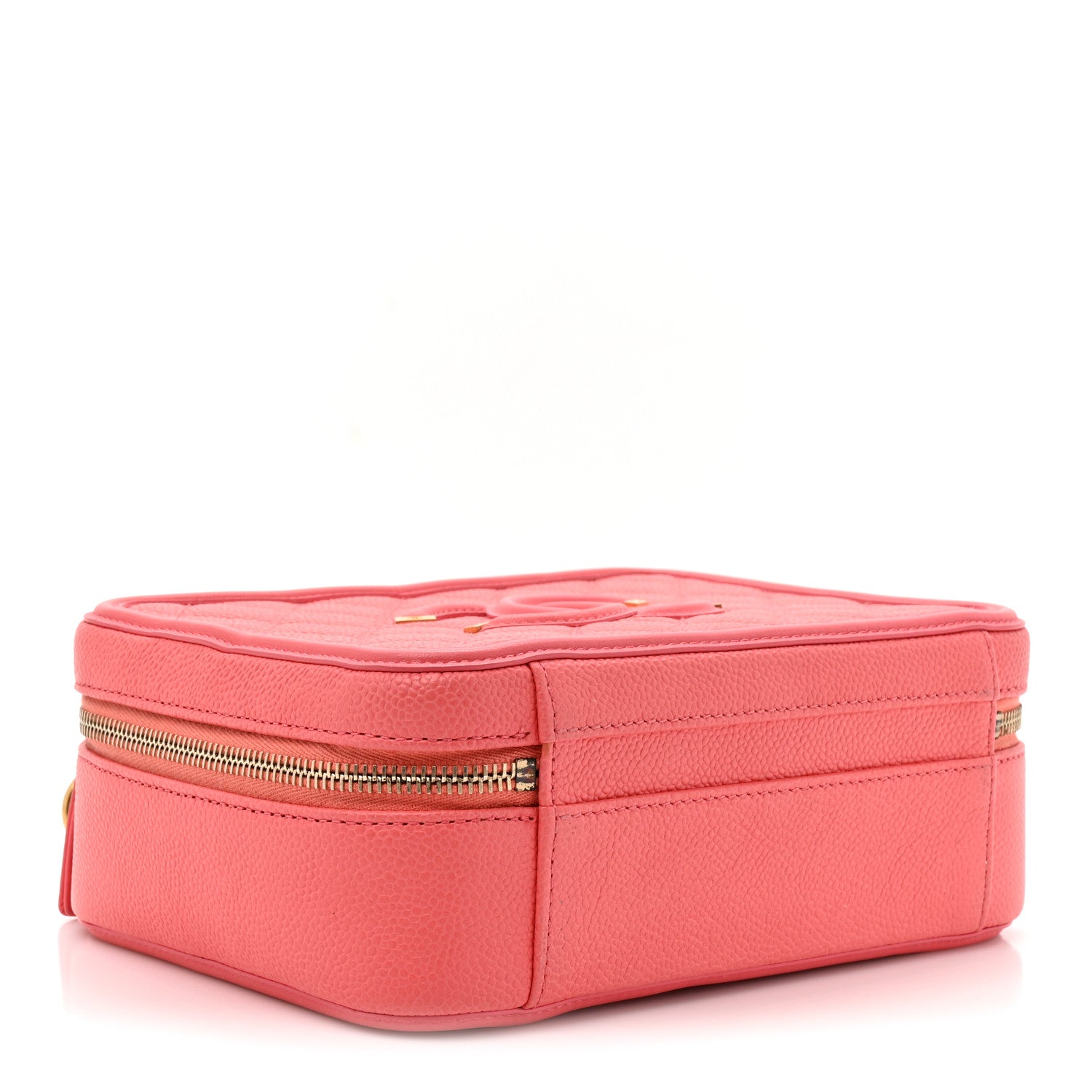 Chanel Caviar Quilted Medium CC Filigree Vanity Case Coral 4 of 10