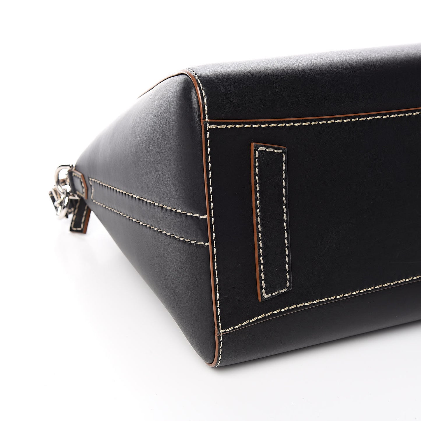 Calfskin Contrast Topstitch Medium Antigona Black White Brown