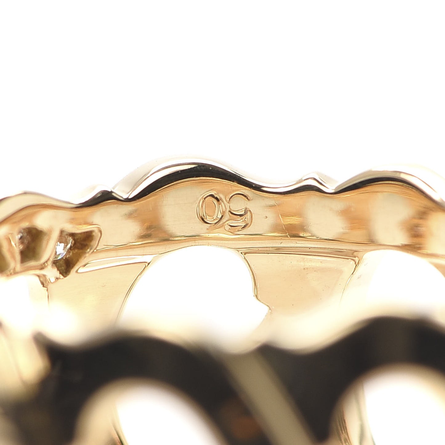 18K Yellow Gold Diamond 13mm C De Ring 50 5.25