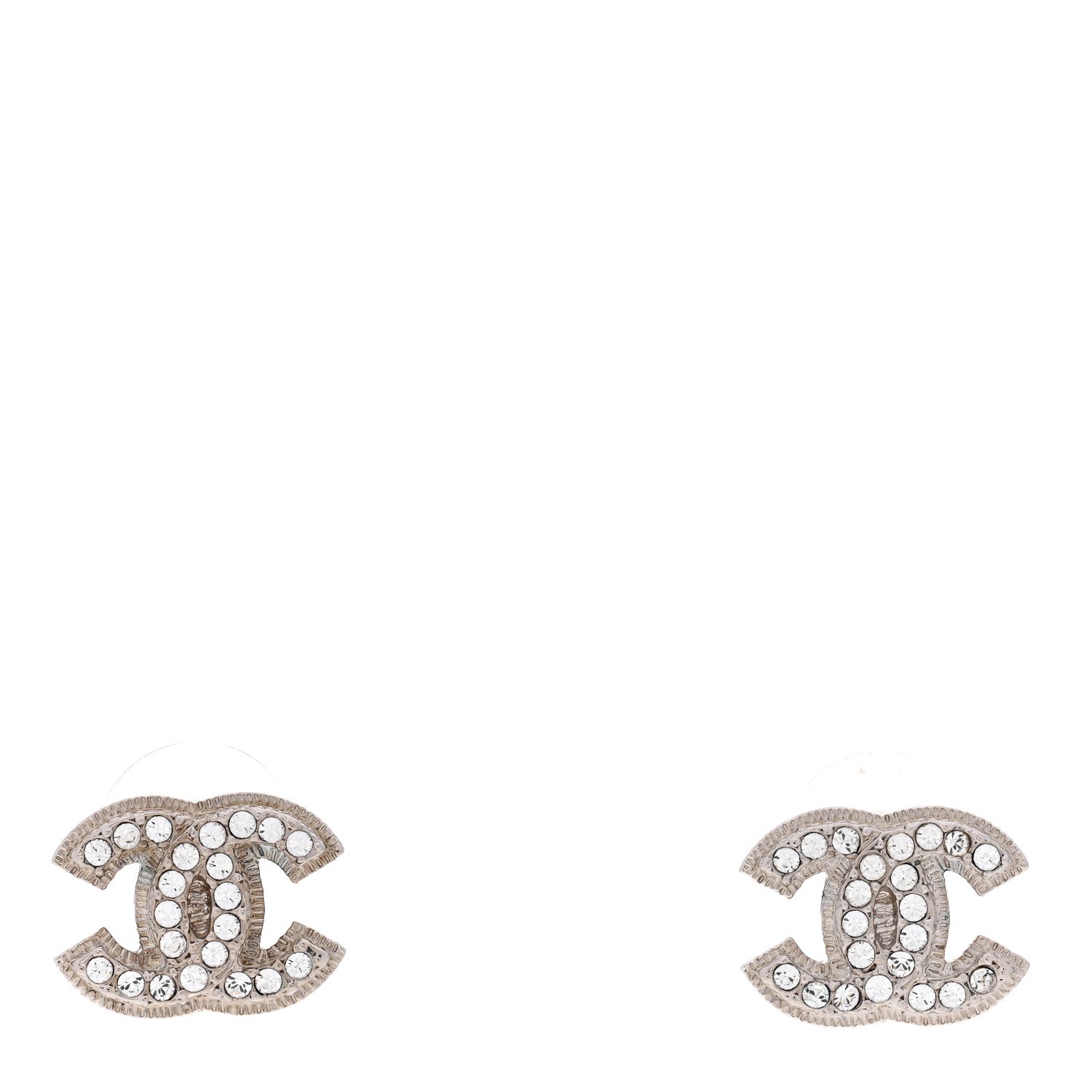 Chanel Crystal Mini Timeless CC Earrings Silver 1 of 6