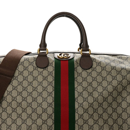 Gucci GG Supreme Monogram Textured Dollar Calfskin Web Large Savoy Duffle Bag Beige Ebony New Acero 8 of 12