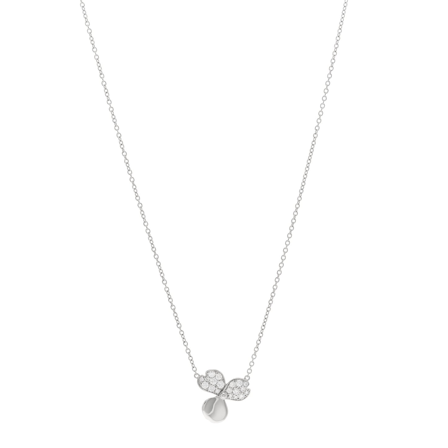 Platinum Diamond .17ctw Small Paper Flowers Pendant Necklace