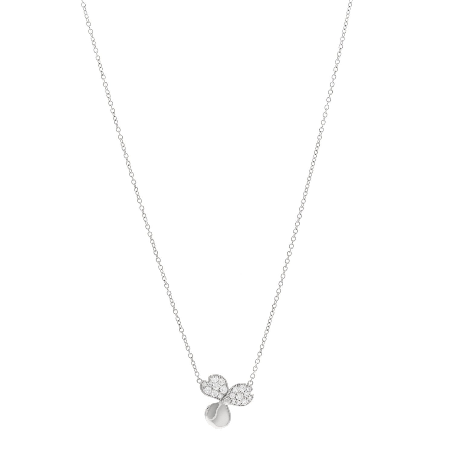 Tiffany Platinum Diamond .17ctw Small Paper Flowers Pendant Necklace 1 of 4