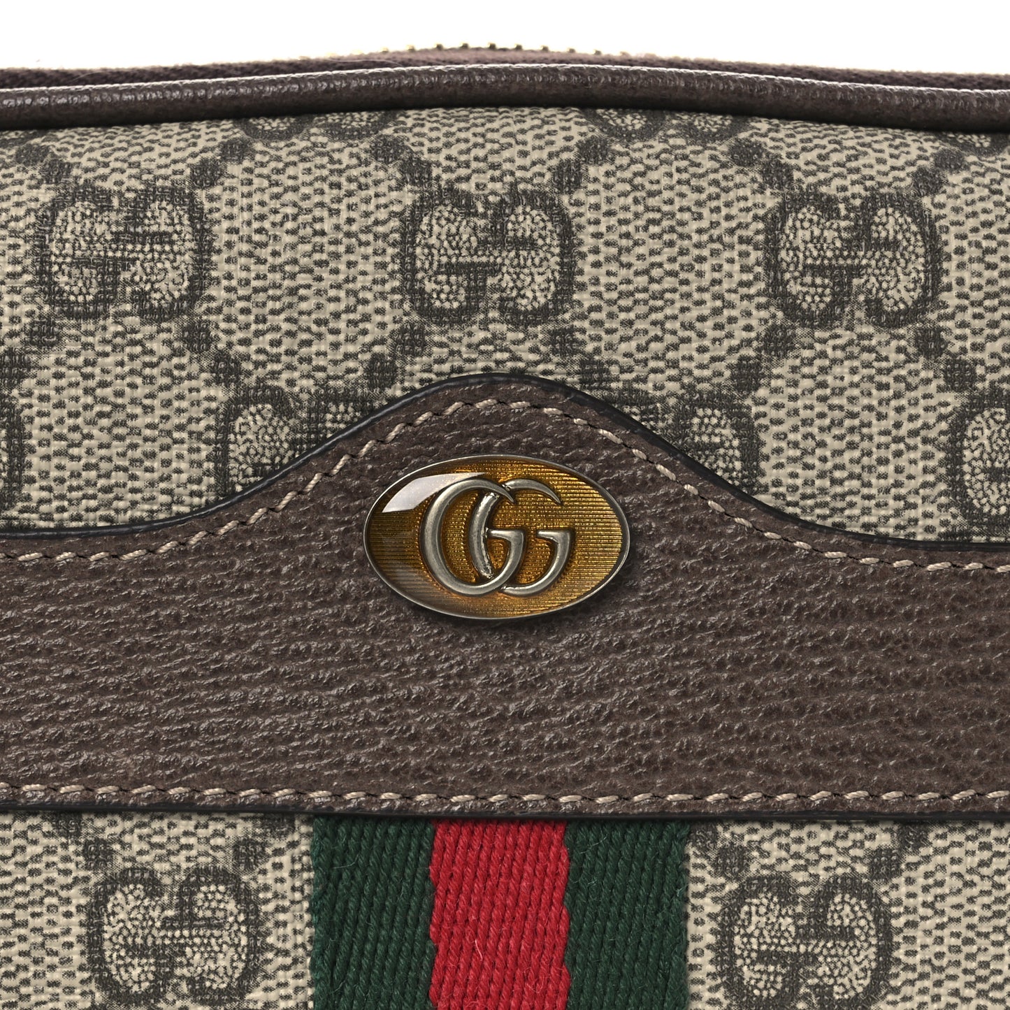 GG Supreme Monogram Ophidia Belted iPhone Case 95 38 Dark Brown