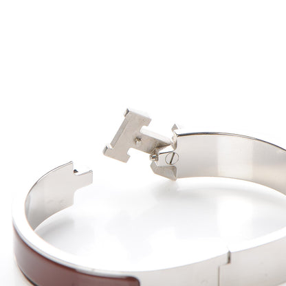 Hermes Enamel Narrow Clic Clac H Bracelet PM Burgundy 4 of 5