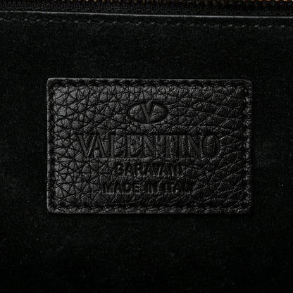 Valentino Garavani Pebbled Calfskin Monochrome Medium Glam Lock Rockstud Flap Black 6 of 9