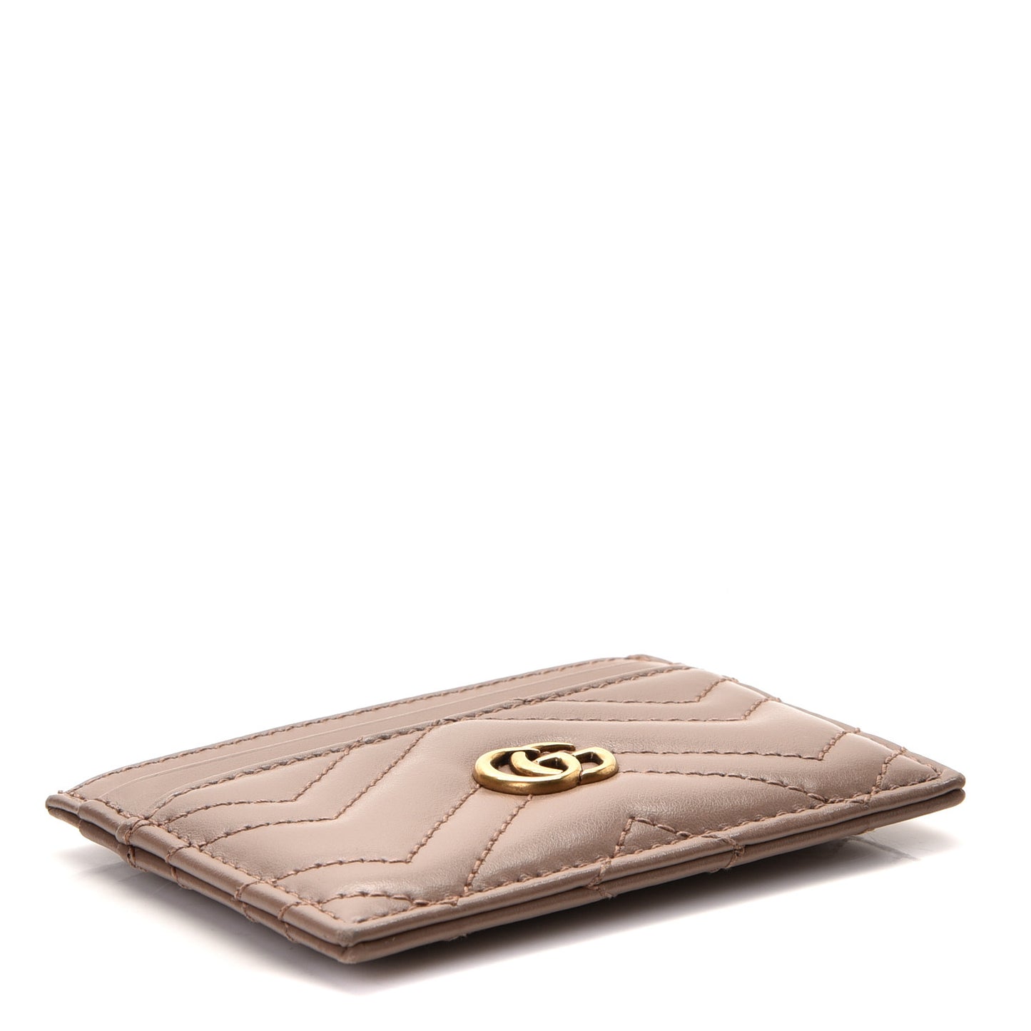 Calfskin Matelasse GG Marmont Card Holder Porcelain Rose