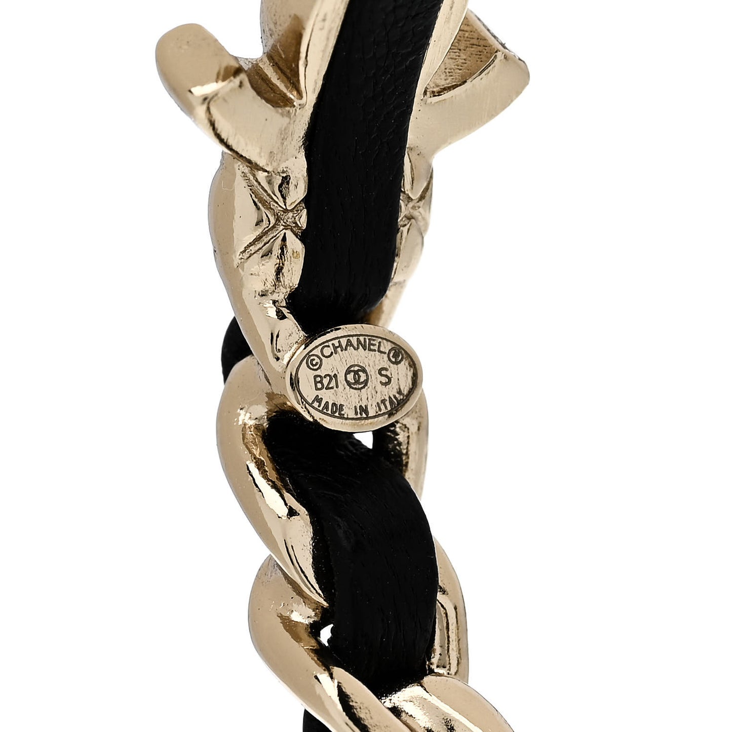 Metal Lambskin Quilted CC Turnlock Chain Hoop Earrings Gold Black