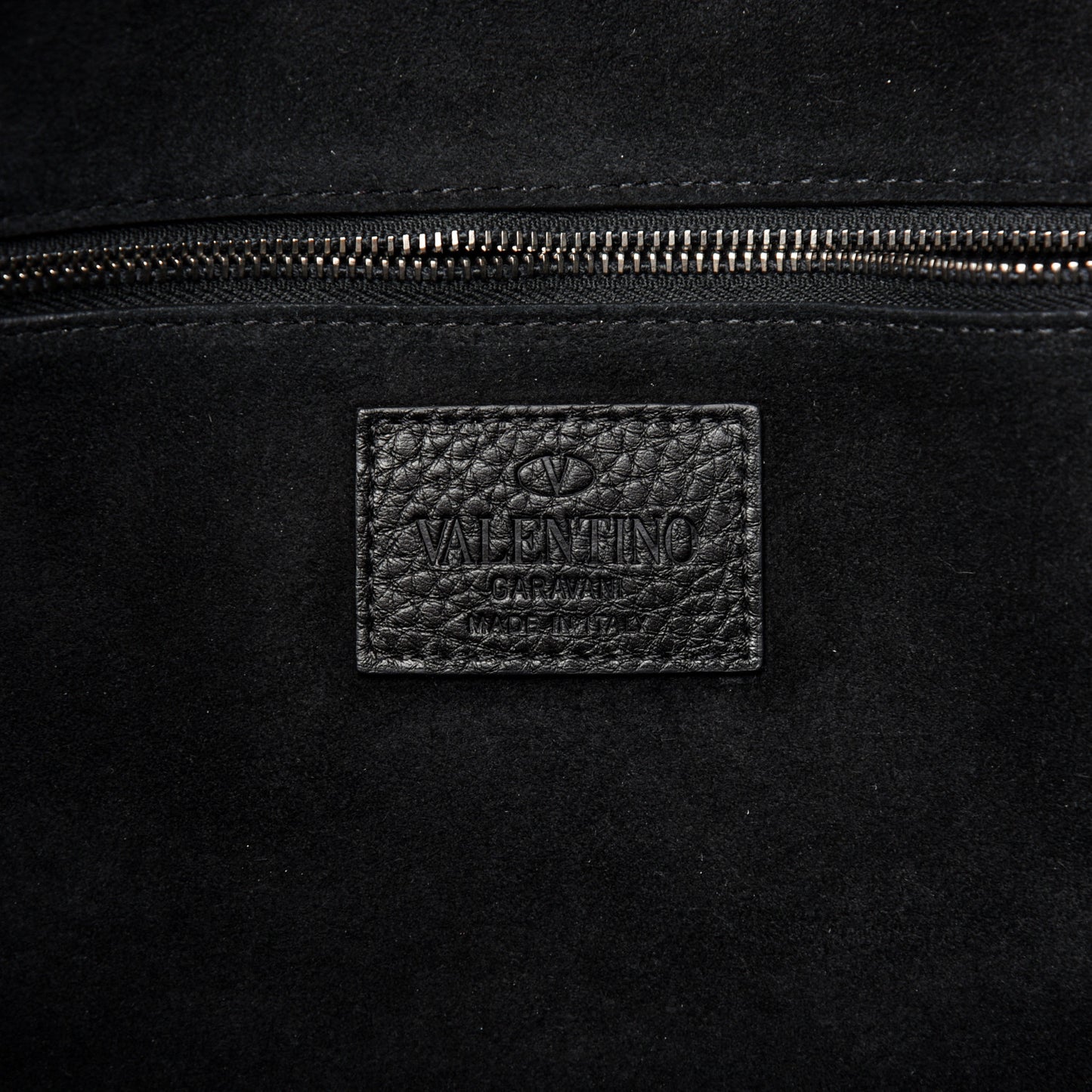 Calfskin Perforated Rockstud Large Travel Briefcase Black