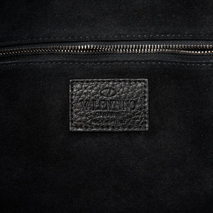 Valentino Garavani Calfskin Perforated Rockstud Large Travel Briefcase Black 8 of 10