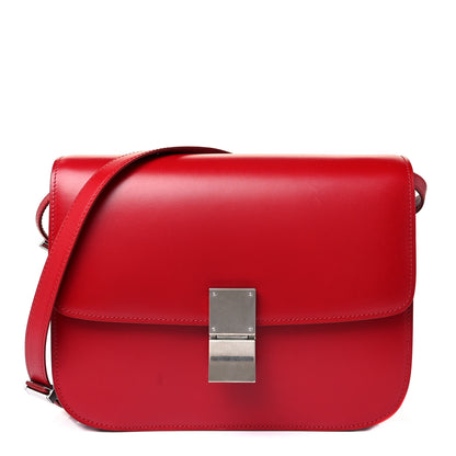 Celine Box Calfskin Medium Classic Box Flap Bag Red 1 of 8