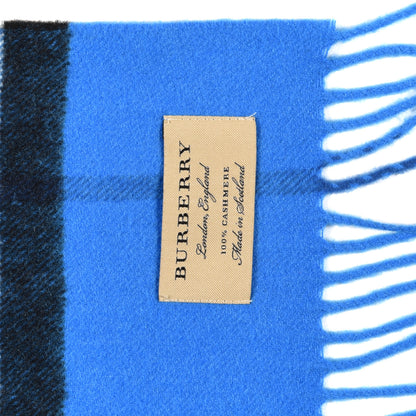 Burberry Cashmere Giant Check Fringe Scarf Bright Cornflower Blue 4 of 4