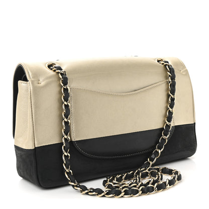 Chanel Metallic Grained Calfskin Medium Classic Pure Double Flap Gold Black 3 of 10