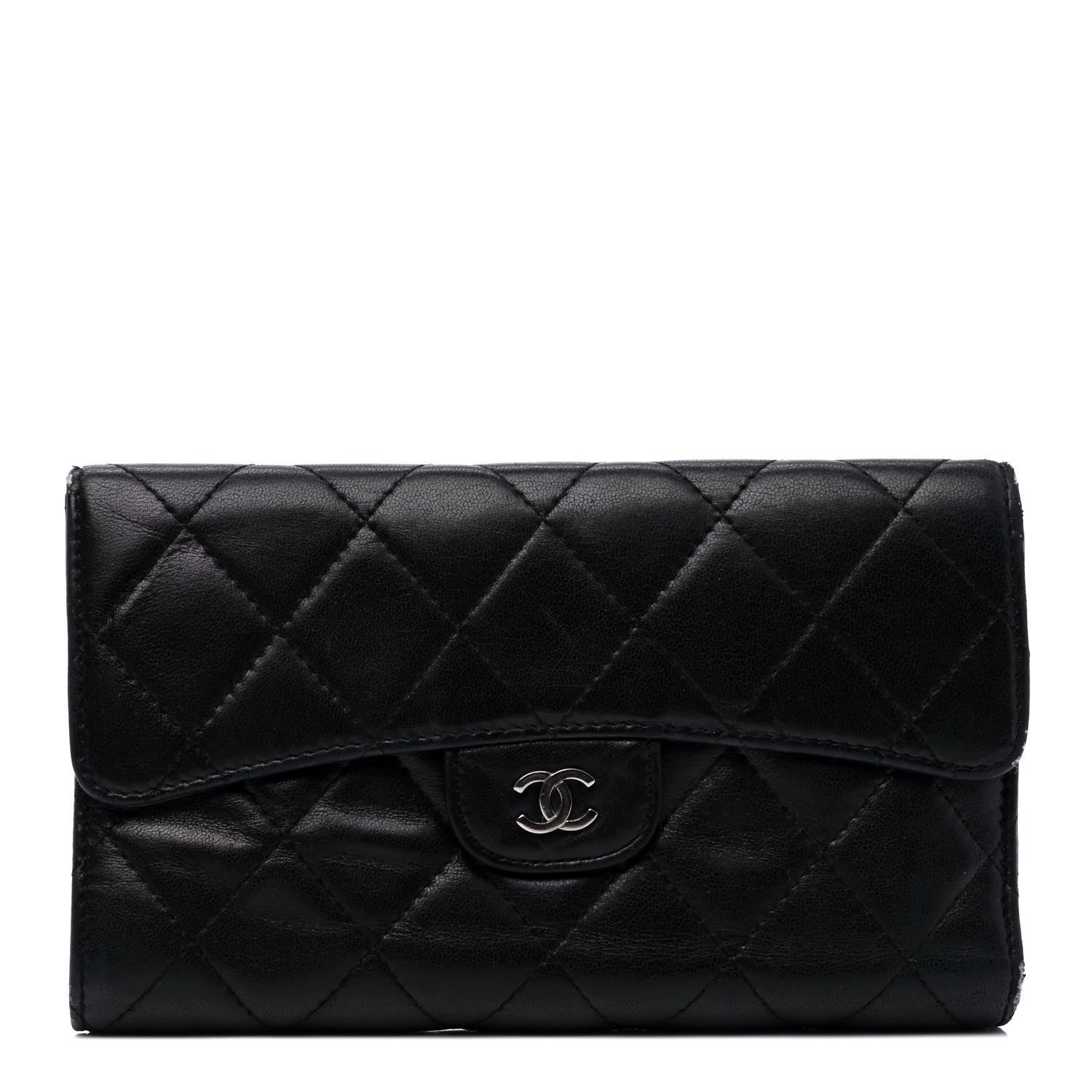 Chanel Lambskin Quilted Large Flap Wallet Black 1 of 5