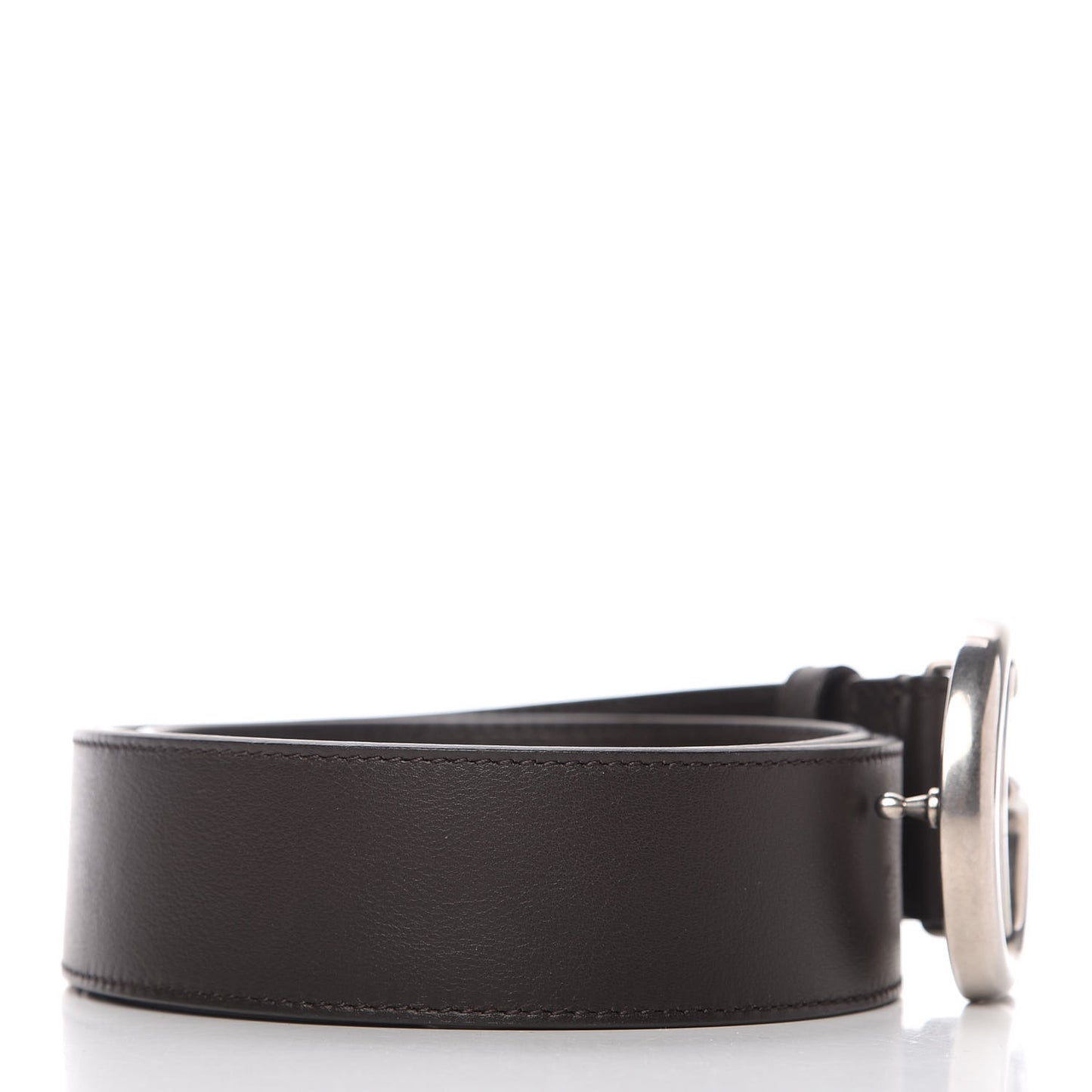Moon Calfskin Nickel Double G 40mm Belt 100 40 Dark Cocoa