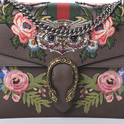 Gucci Calfskin Web Owl Embroidered Medium Dionysus Shoulder Bag New Acero Multicolor 6 of 8