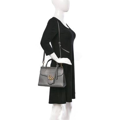 Gucci Cellarius Calfskin Mini GG Marmont Top Handle Bag Deep Grey 2 of 9