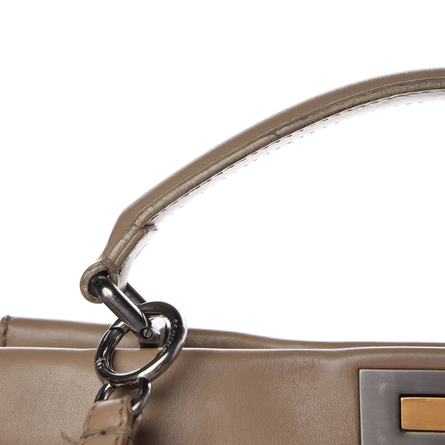 Fendi Vitello Saddle Ayers Large Peekaboo Iconic Satchel Argilla Saddle 11 of 20