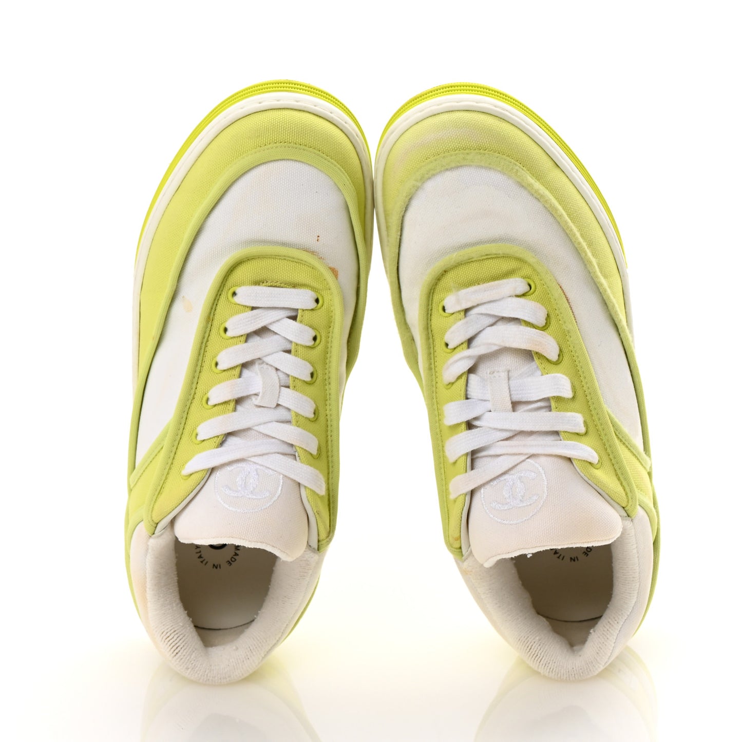 Fabric Womens Logo Sneakers 37 Yellow White