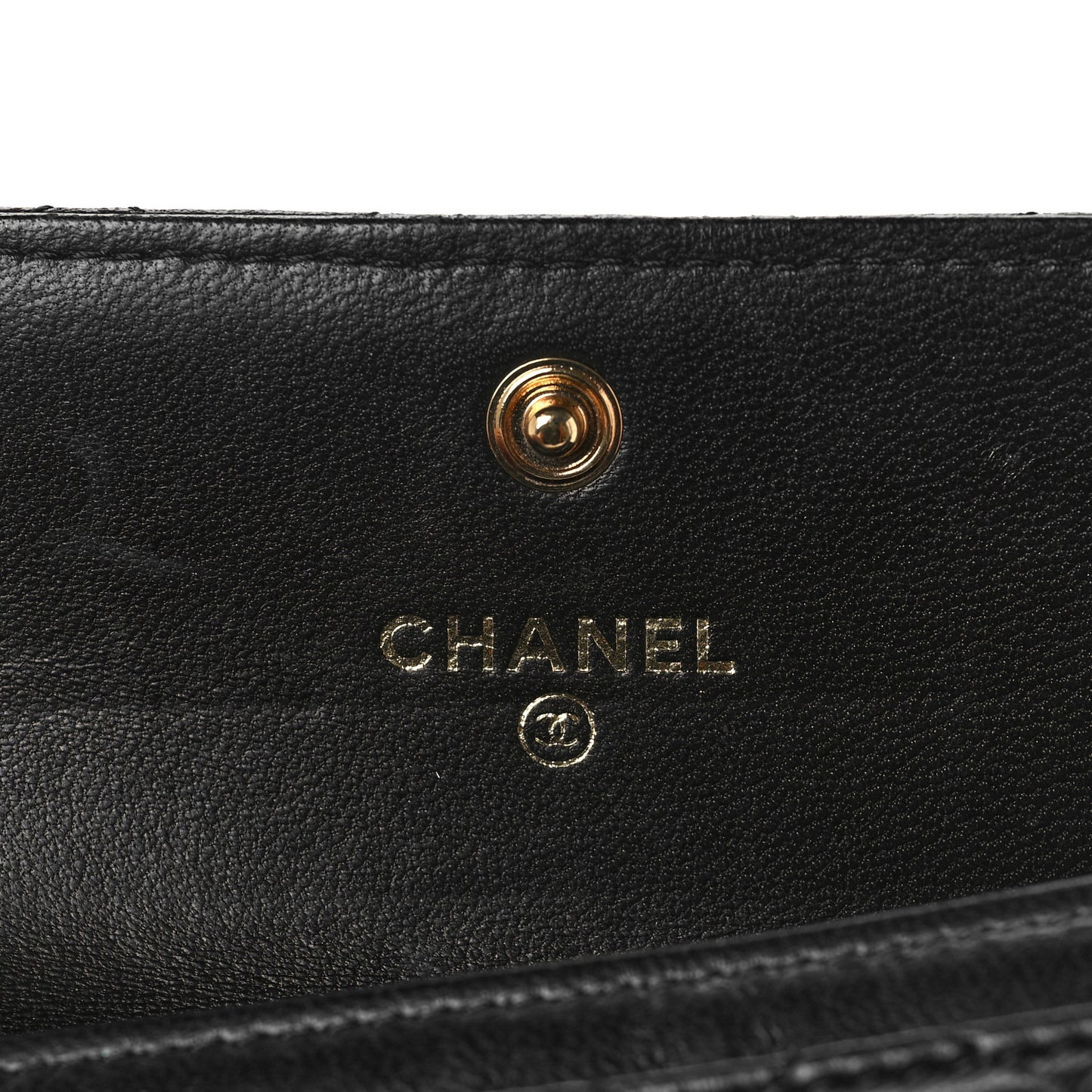 Lambskin Quilted Flap Card Holder Wallet Black