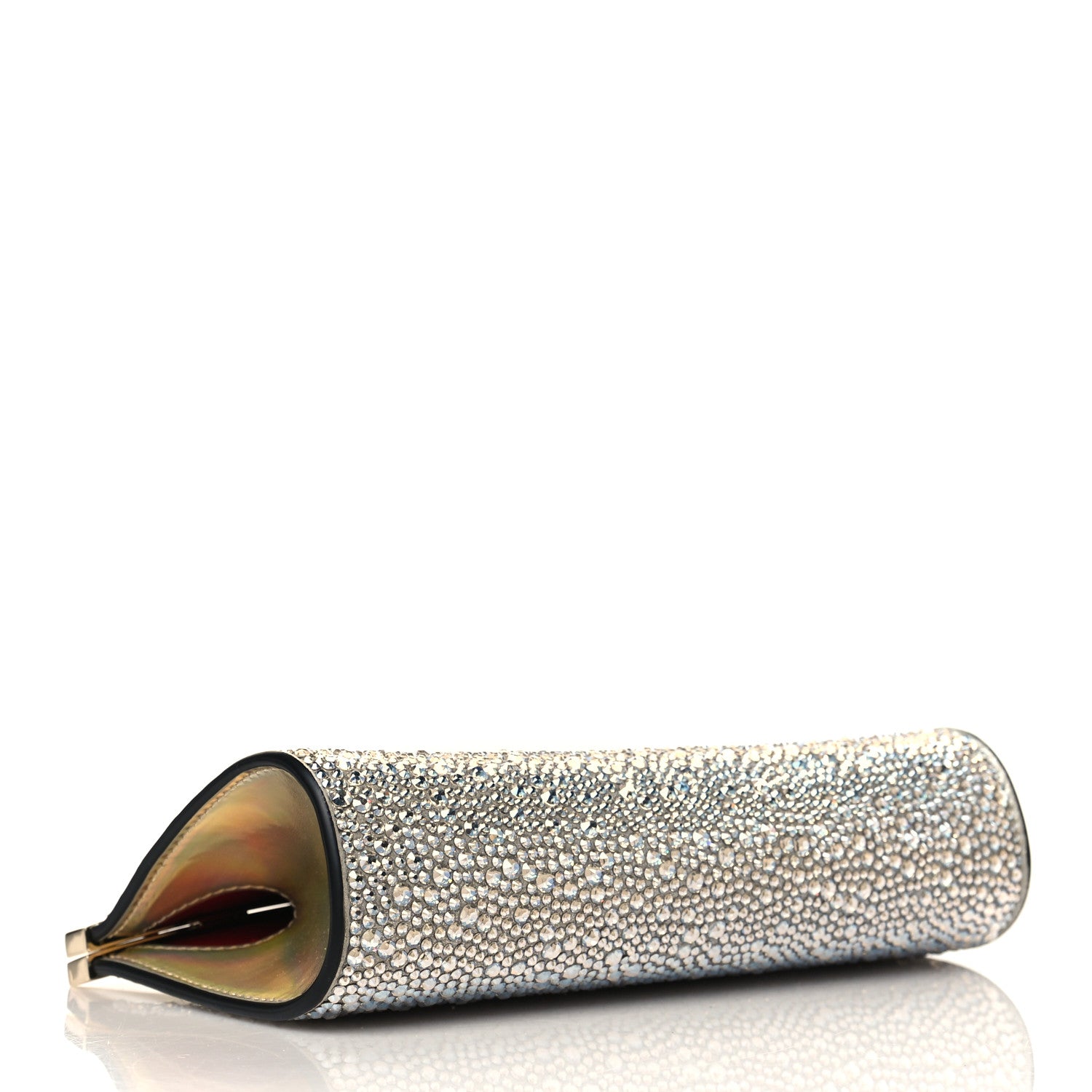 Christian Louboutin Suede Crystal Strass Small Palmette Clutch Moonlight Platine 3 of 5