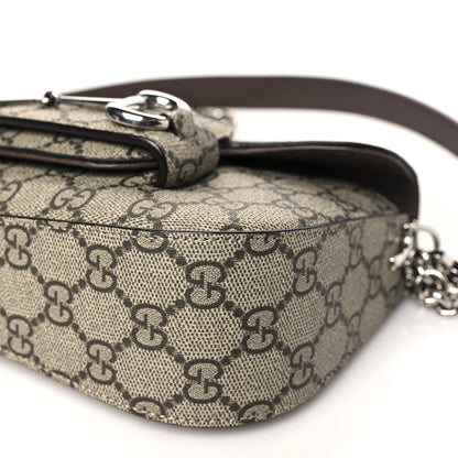 Gucci GG Supreme Monogram Mini Horsebit 1955 Asymmetric Shoulder Bag Beige Ebony 10 of 10