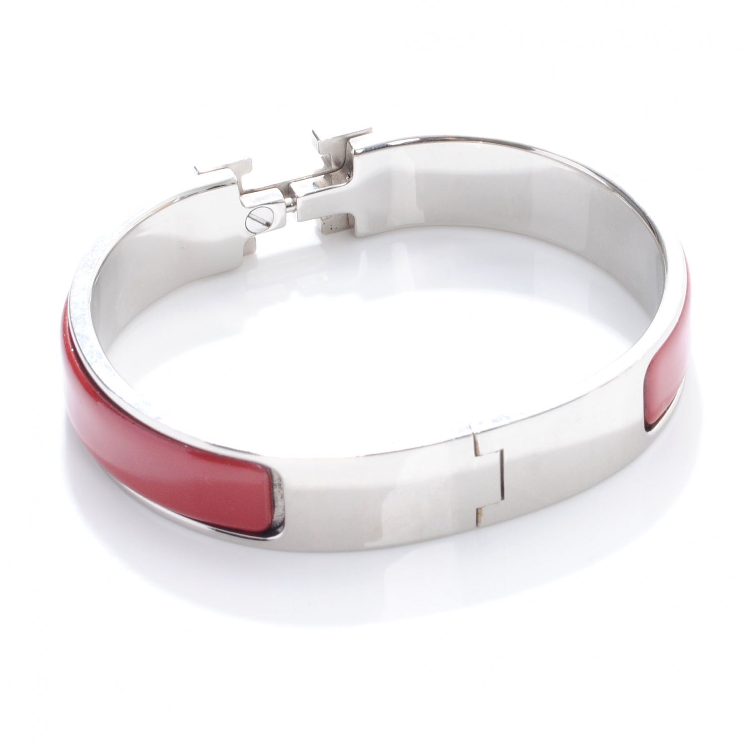 Hermes Narrow Enamel Clic Clac H Bracelet PM Red 5 of 5