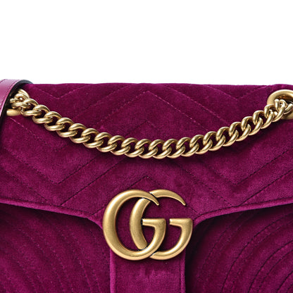 Gucci Velvet Matelasse Small GG Marmont Shoulder Bag Fuchsia Violet Cyclamen 9 of 9