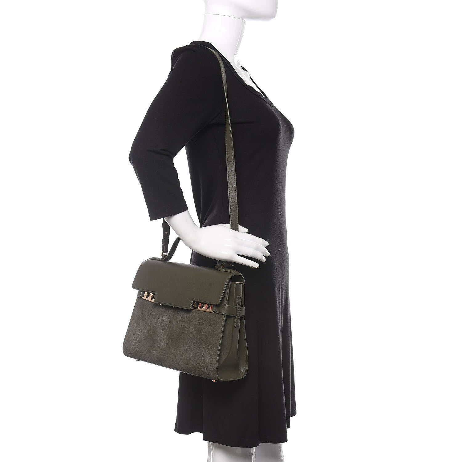 Delvaux Calf Hair MM Tempete Satchel Kaki 2 of 12