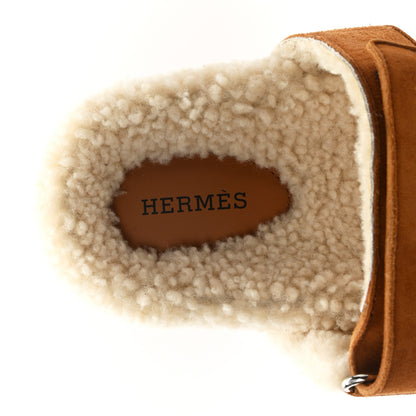 Hermes Suede Goatskin Woolskin Womens Chypre Sandals 36 Naturel Ecru 7 of 8