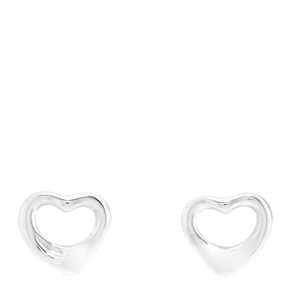 Tiffany Sterling Silver Elsa Peretti 11mm Open Heart Earrings 1 of 4