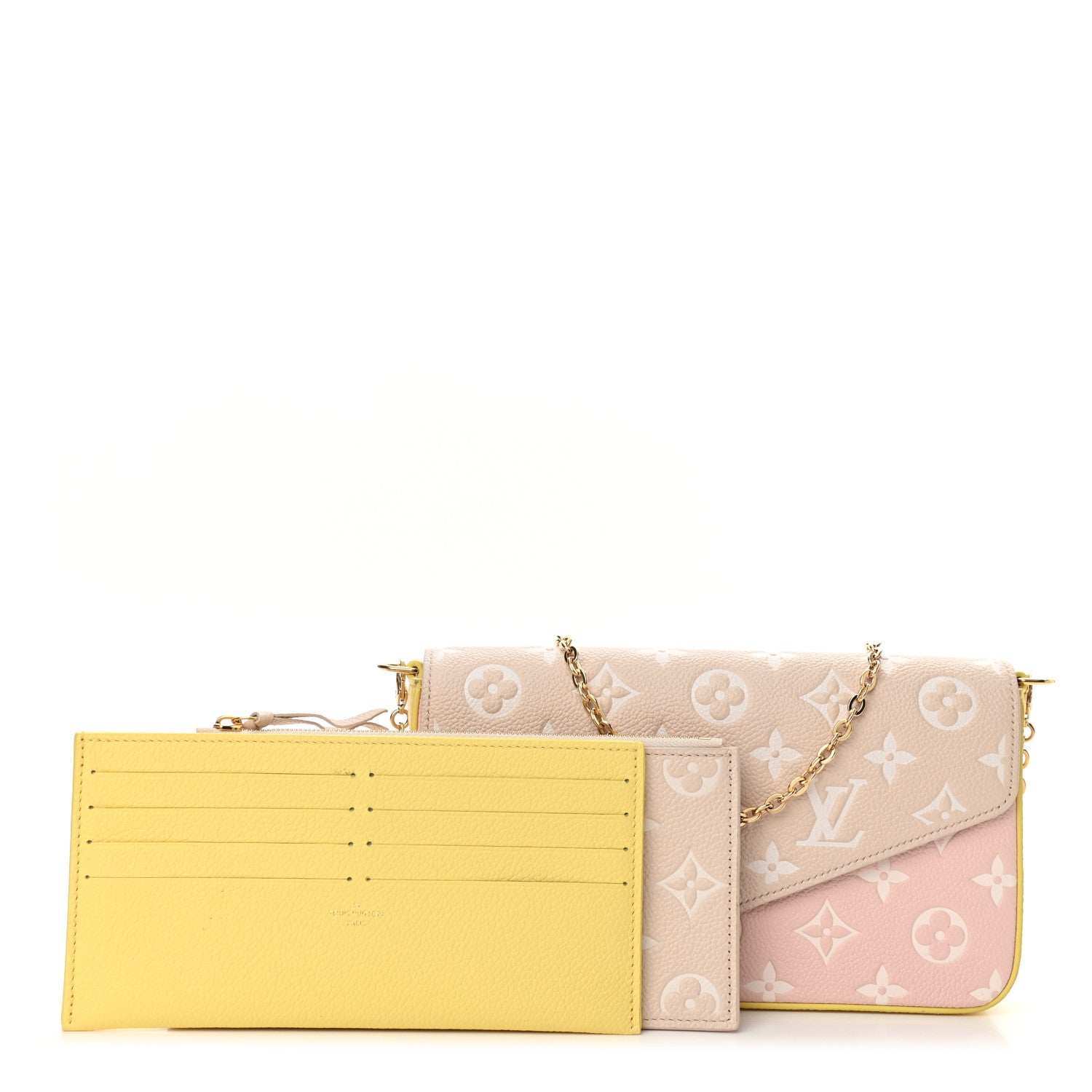Louis Vuitton Empreinte Spring in the City Felicie Pochette Chain Wallet Pink Beige Yellow 1 of 9