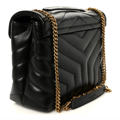 Saint Laurent Calfskin Y Quilted Monogram Small Loulou Chain Satchel Black 3 of 11