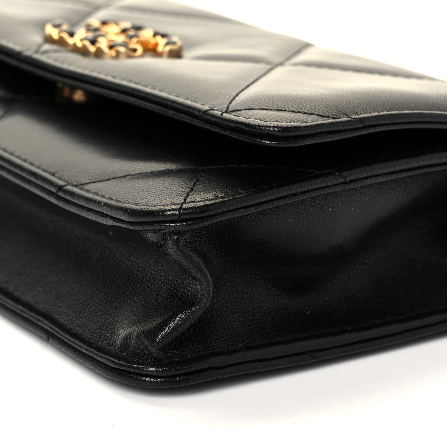 Chanel Shiny Goatskin Quilted Chanel 19 Wallet On Chain WOC Black 8 of 8