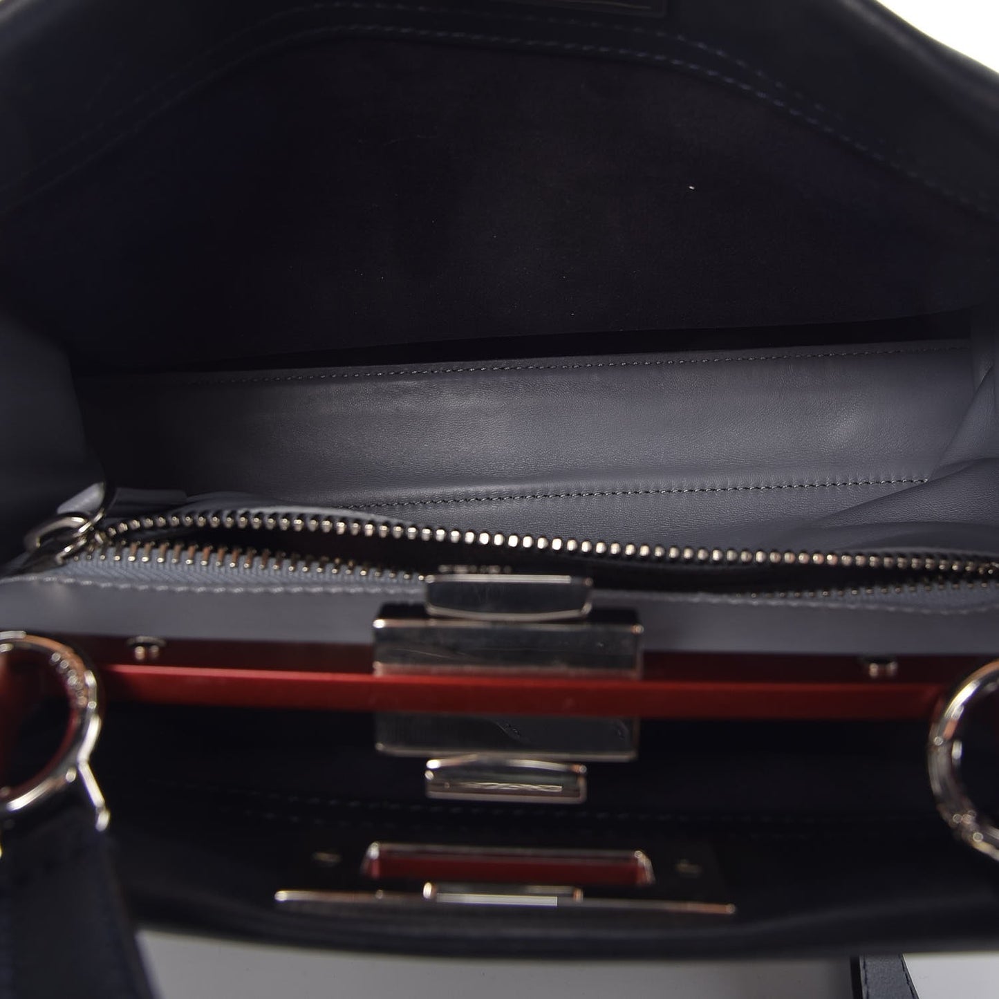 Vitello Seta Shiny Nappa Medium Peekaboo Iconic Satchel Blue Notte Ardesia